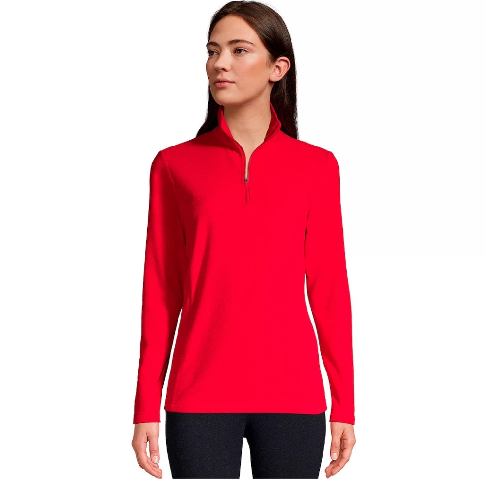Lands' End red fleece pullover NWT 1/4 zip mock neck Ladies Medium